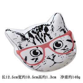 跨境北欧猫咪卡通陶瓷首饰盘迷你日式个性糖果盘猫碟子首饰收纳盘