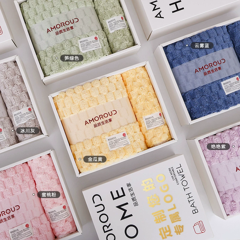 慕凡朵 Coral velvete bath towel, gift box, set, 3 piece set, Birthday gift