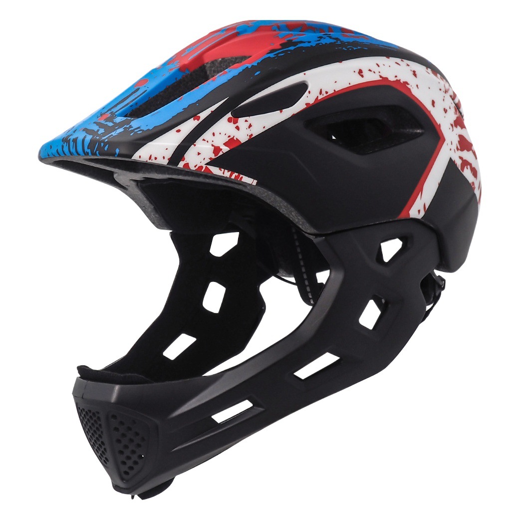 Children's Balance Bike Safety Helmet for Boys and Girls, Sports Helmet with Detachable Chin Guard, Roller Skating Scooter Off-Road Full-Face Helmet