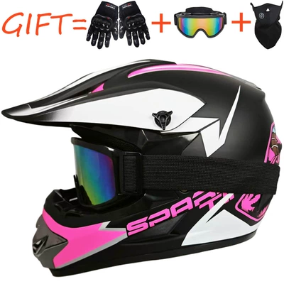 Electric Bike Helmets, Motosiklet kaskı (dəbilqə) - pink-ghost-head-comes-with-goggles-gloves-and-mask-s