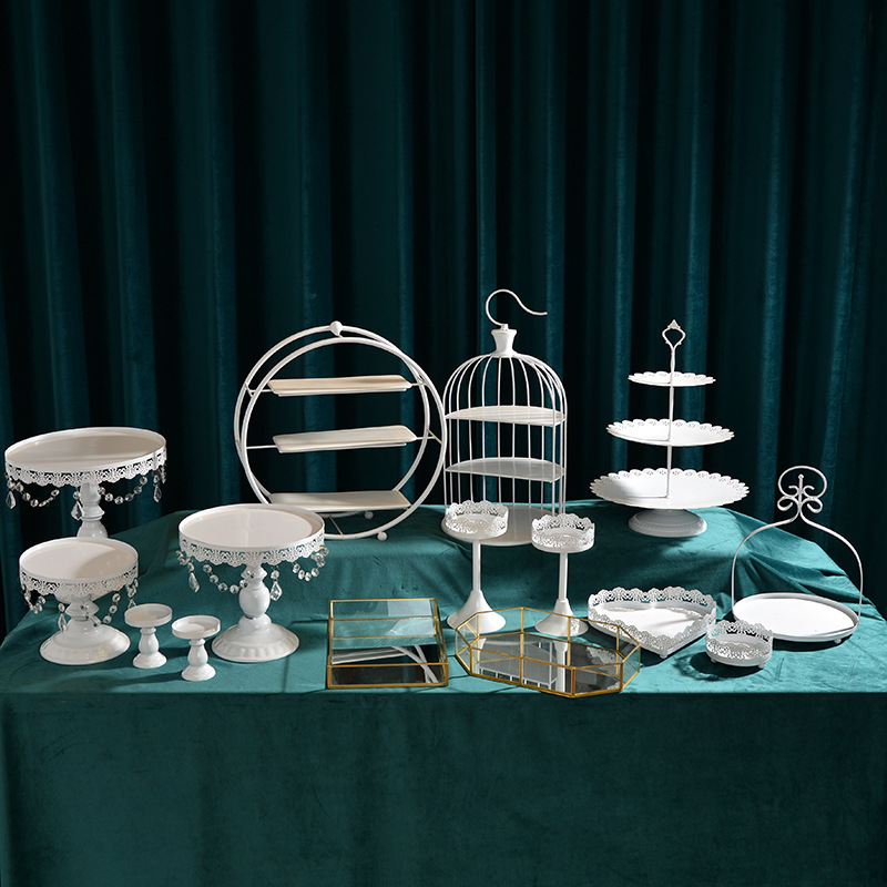 Diseño de boda europea decoración de mesa de postres set de té de la tarde refrigerio bandeja de pastel estante de exhibición mesa de descanso de té