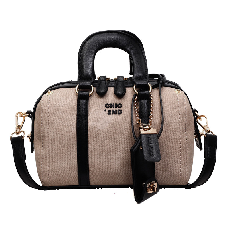 Fashion Contrast Patchwork Boston Handbag 2025 New Arrival Women's Designer Bag Versatile Minimalist Shoulder & Crossbody Bag - Thumbnail 5