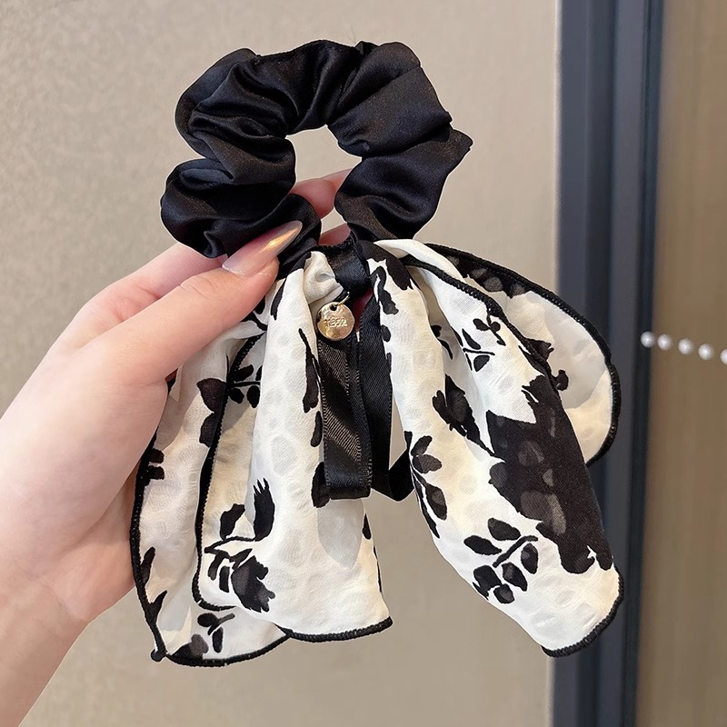 Francés elegante anillo de cabello de intestino para mujeres 2025 nuevo arco de flores flotante cuerda de cabello suave adornos para el cabello