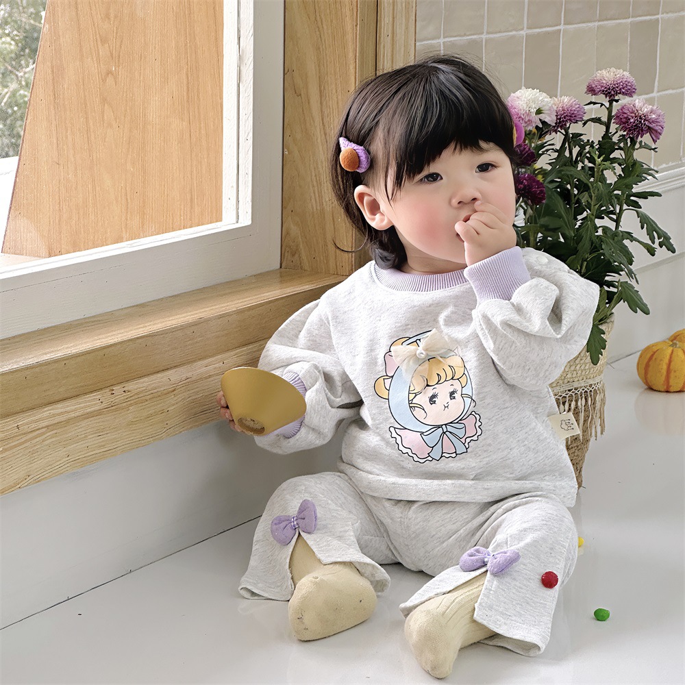 Lindo traje de princesa bebé de dos piezas de manga larga para bebés 2024 nuevo bebé súper lindo traje de salida de primavera y otoño