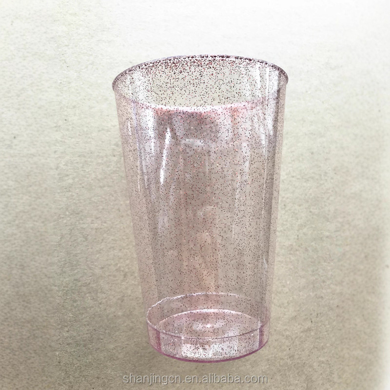 12oz taza de agua desechable polvo de oro copa de vino polvo de plata whisky taza de plástico taza de jugo Rosa taza de oro