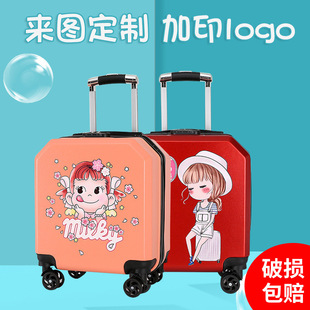 Luggage logo printed wholesale 18 inch luggage universal wheel trolley suitcase cartoon children trolley suitcase