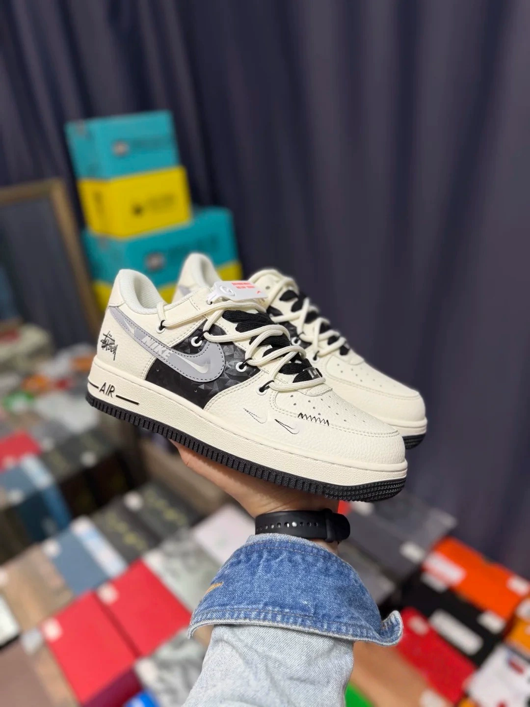 Путиан чистый оригинал Air Force 1 Air Force 1 с двумя соединами крючками цвет хлеба низкие кроссовки осень и зима для мужчин и женщин