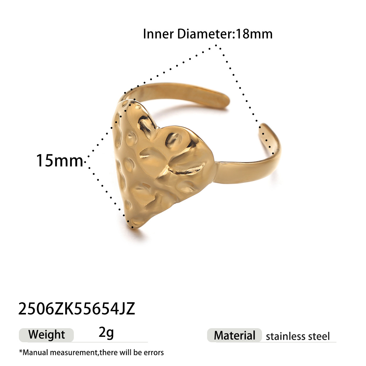 Taena anillo de acero inoxidable europeo y americano femenino no se desvanece, amor irregular, patrón de martillo, anillo de acero de titanio, joyería explosiva transfronteriza