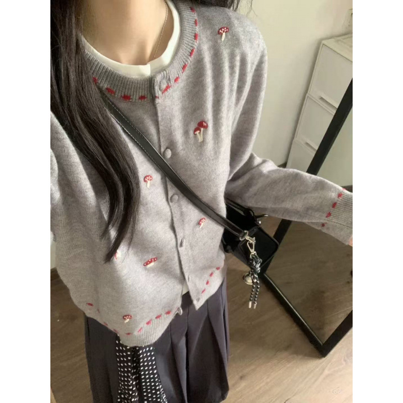 韩系高级感灰色针织上衣半身裙套装女早秋洋气减龄超好看气质穿搭|undefined