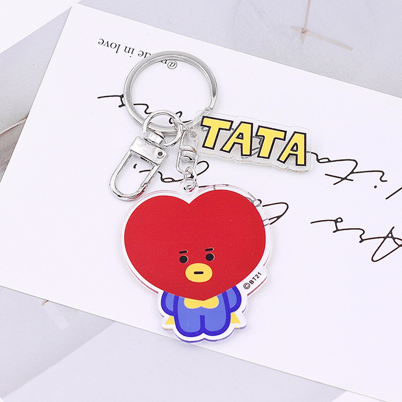 韓国版ボーイズグループ BT21 漫画キーホルダー男性と女性のカップル RJ TATA バッグ車のキーホルダーペンダント|undefined