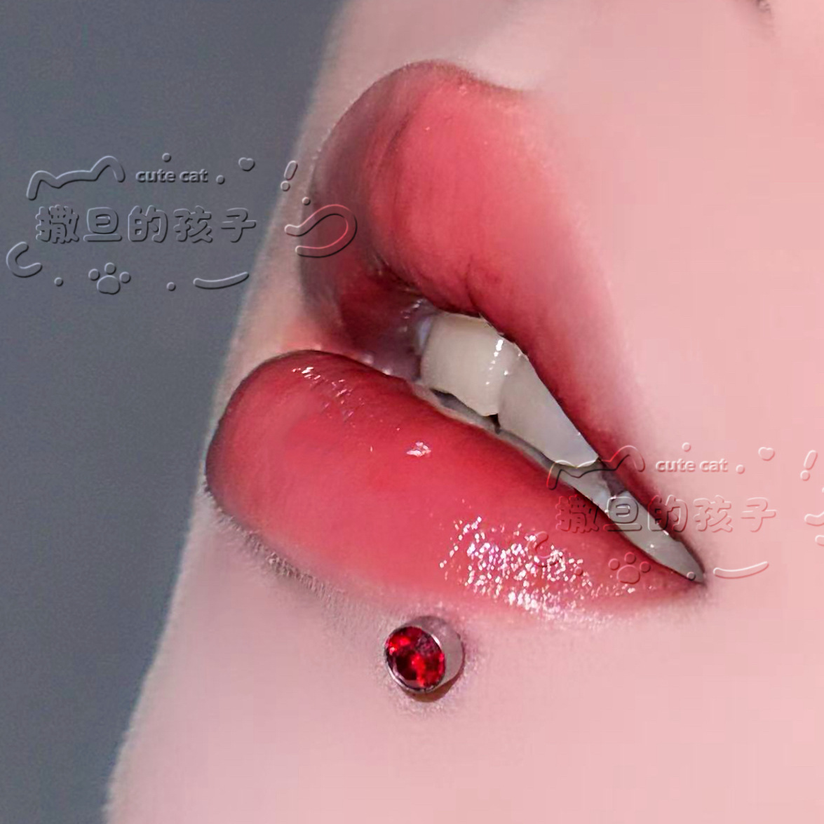 Pointed labret stud close-up product detail