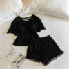 3080.2# Temperament black (with fixed chest pad) short sleeves + shorts