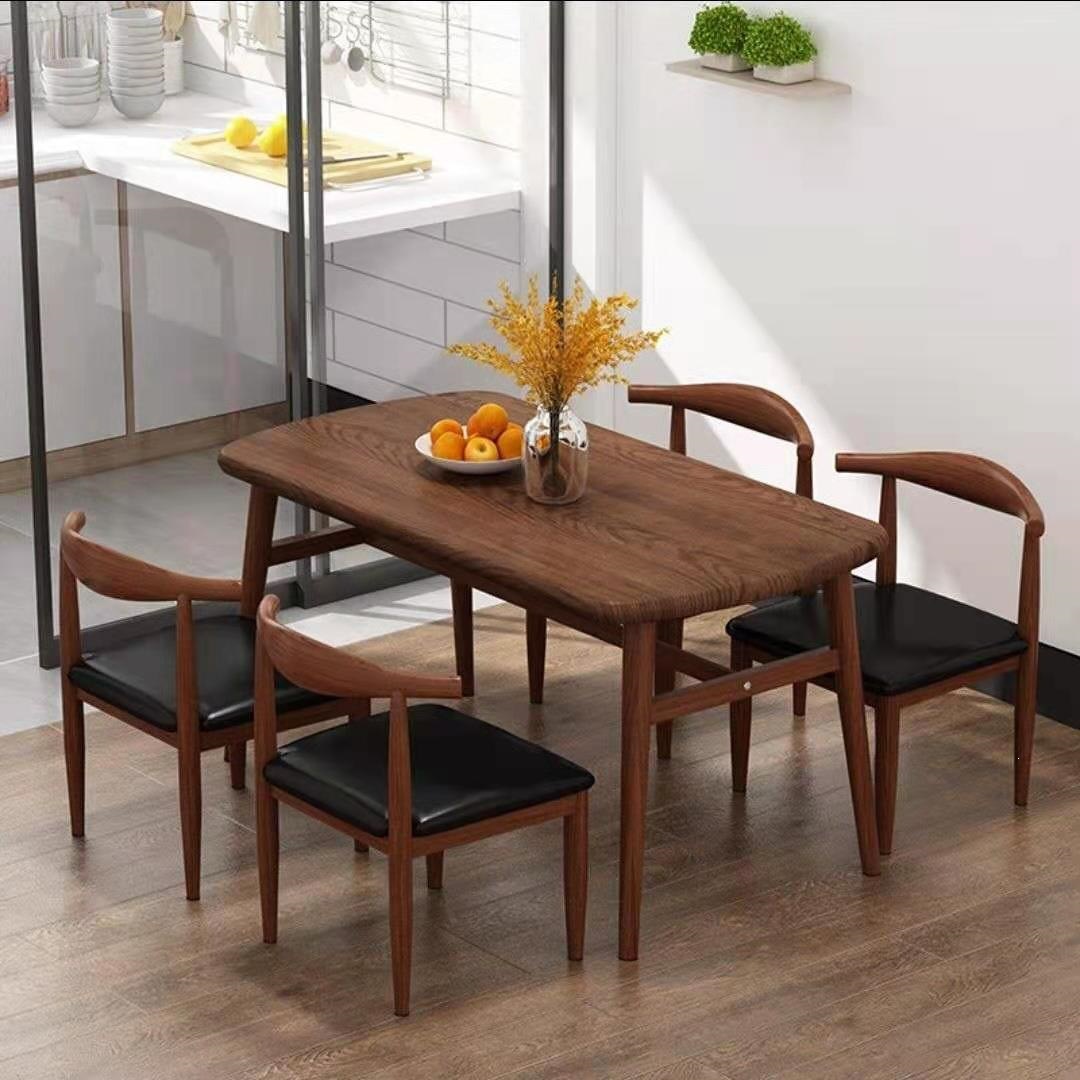 Walnut color 100x60 table and four chairs