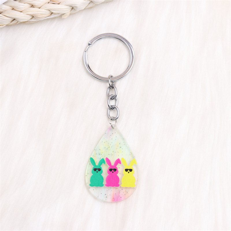 Simple Style Rabbit Stainless Steel Arylic Printing Easter Keychain display picture 6