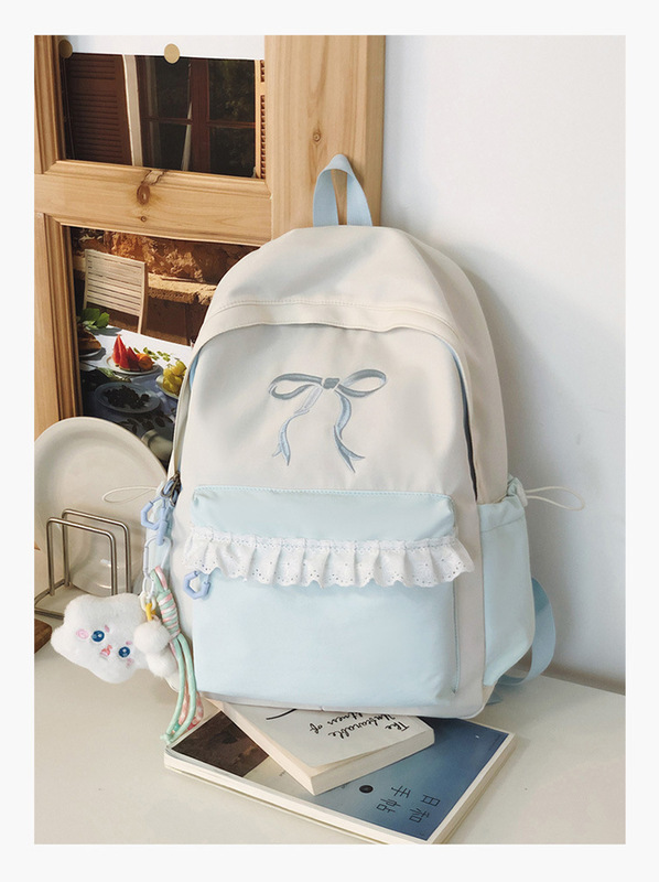 书包女小学三到六年级甜美风蝴蝶结双肩包尼龙耐磨小清新双肩背包|undefined