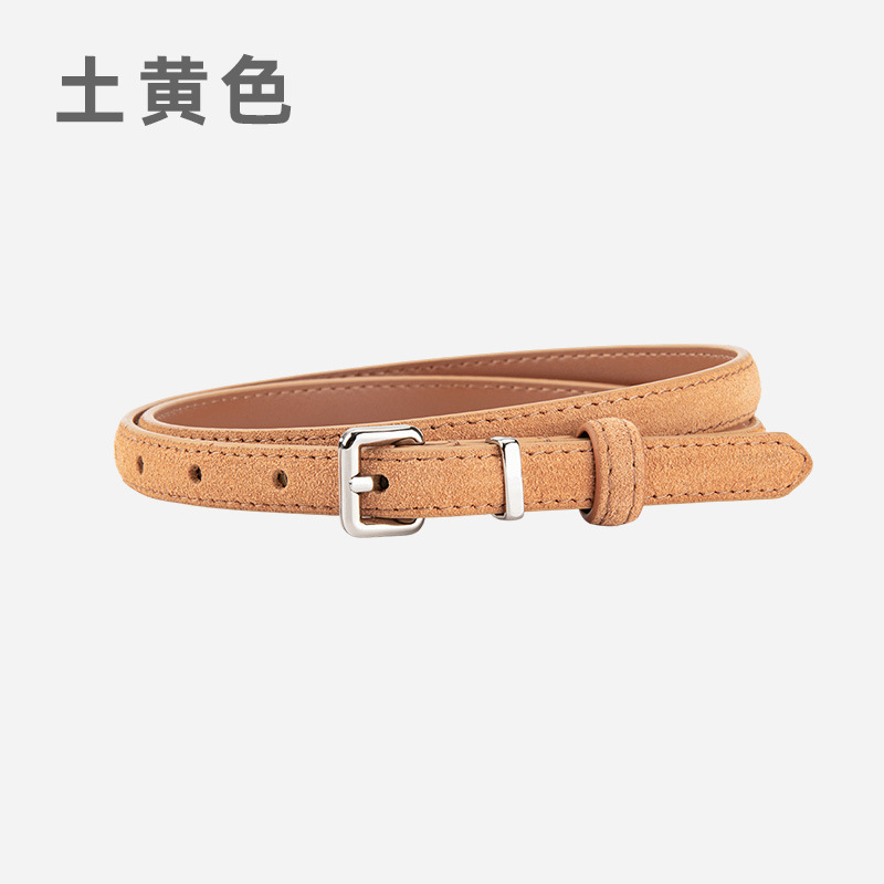 日系小裤带女士磨砂反绒真皮腰带装饰牛仔裤配饰时尚百搭细皮带女|undefined