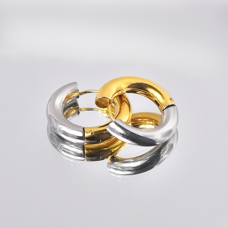1 Pair Casual Simple Style Round Color Block Plating Titanium Steel Earrings display picture 1