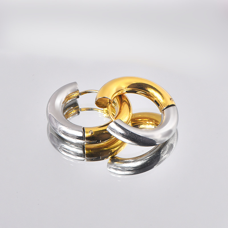 15g Weight 304 Stainless Steel Ear Needle Material Earrings Classification 1 Pair Casual Simple Style Round Color Block Plating Titanium Steel Earrings