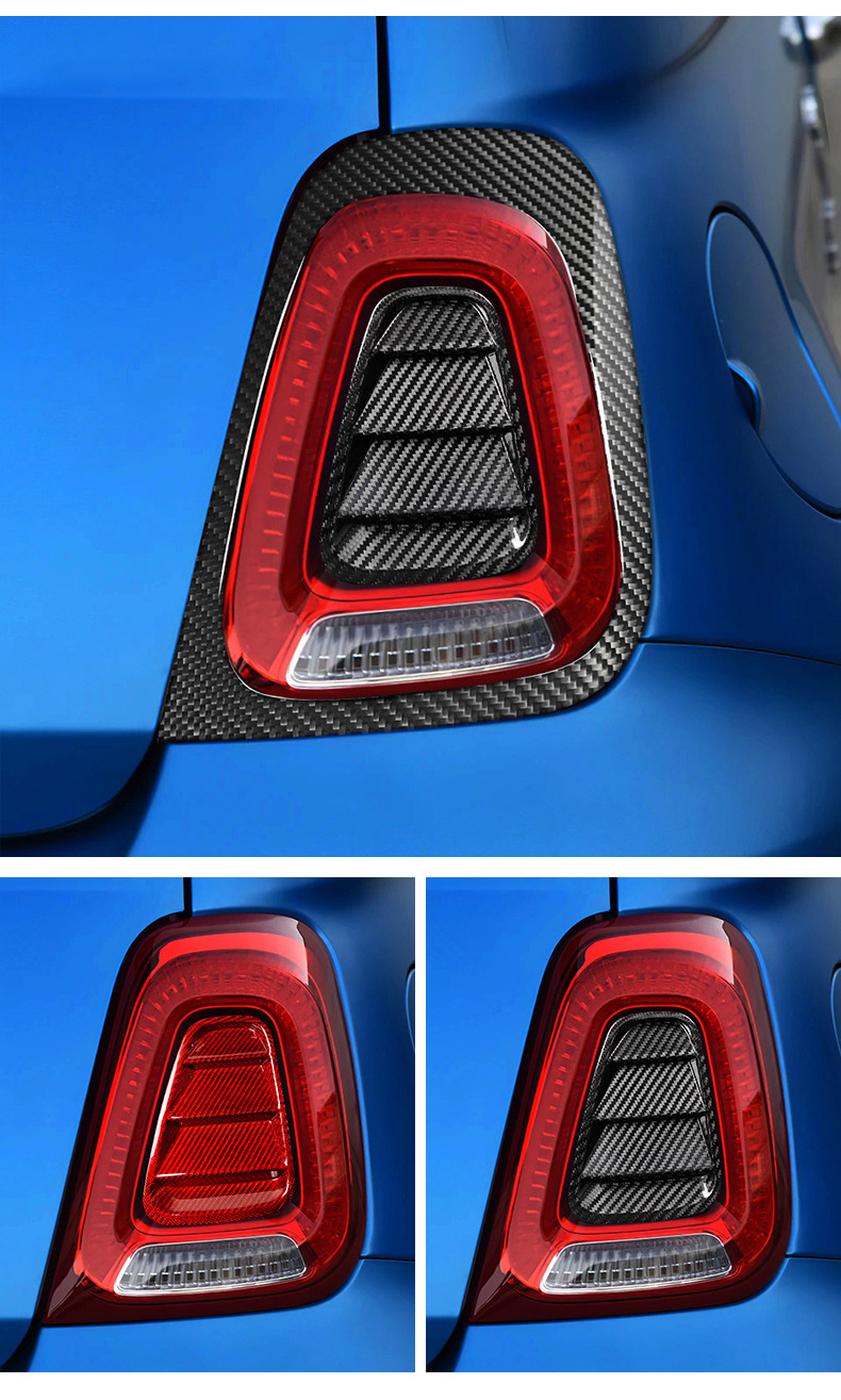Cross-Border Suitable for Fiat 500A Naz Real Carbon Fiber Car Taillight Decorative Frame Exterior Modification Sticker