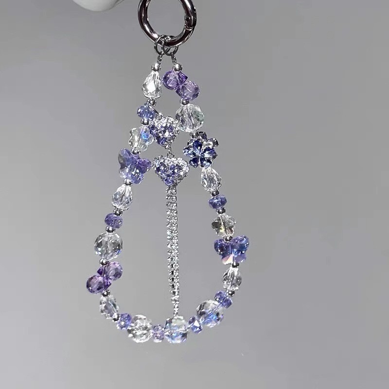 [Ziyun Sweetheart] Flashing Purple Heart Tassel Mobile Phone Chain Niche Design Versatile Bag Pendant Pendant