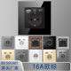 Type 86 German European Standard Power Socket European Black and White Gold Grey German Standard Typec USB European Standard 16A Glass Panel