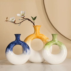 簡爾美ins圓圈陶瓷花瓶擺件客廳家居飾品創意工藝品跨境批發