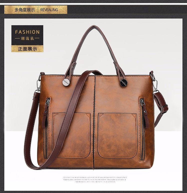 New retro European and American trend women's handbags, single-shoulder bags, crossbody bags, oil-leather cross-border one-piece shipping worldwide undefined