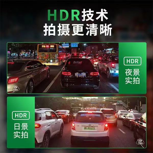 Dual-channel 1080P high-definition dashcam, front and rear dual recording, night vision, loop recording, G-sensor intelligent