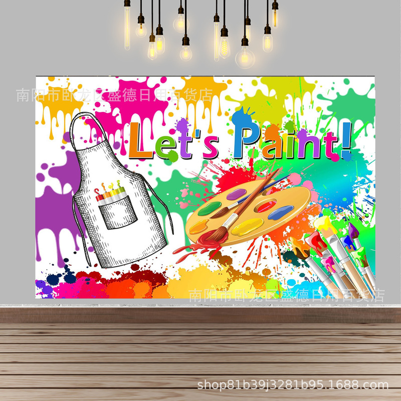 Watercolor Colorful Graffiti Paint Splash Photo Decor Banner Art Painting Birthday Party Party Photography Background Cloth