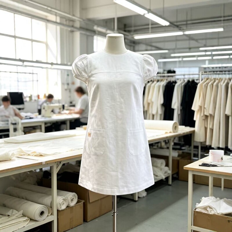 In Stock! Ouyang Nana's Same Style White Puff Sleeve Dress for Women, New Summer A-Line Dress, Pure Cotton, Slimming Effect