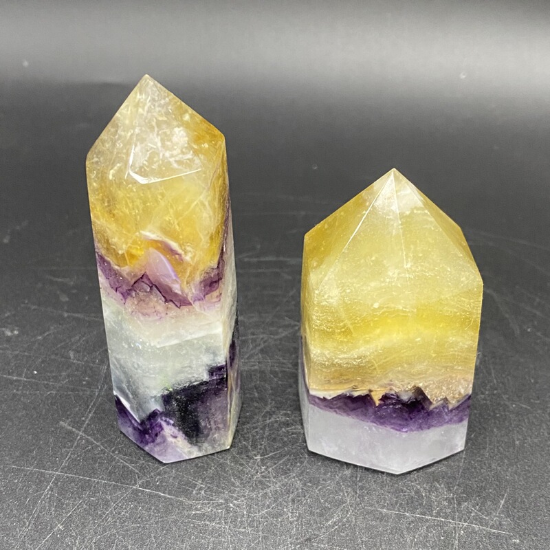 天然黄色萤石柱子六棱单尖柱千层原石家居客厅装饰小摆件 买一送一 图 4