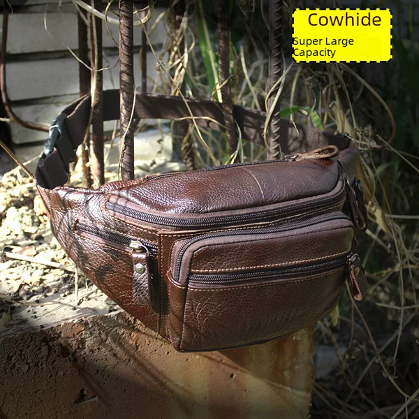 New Product Promotion European and American Retro Large Size Super Soft Feel Cowhide Men's Leather Business Casual Business Big Waist Bag