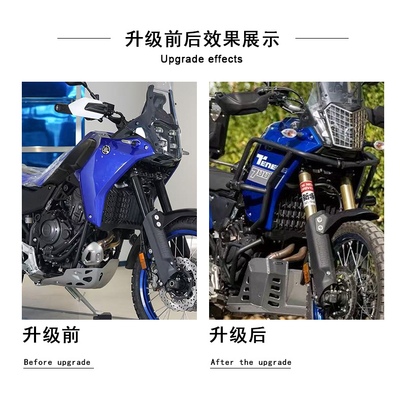 Suitable for Yamaha 19-24 Models Tenere700 Modified T700 Protective Bars, Upper and Lower Bumper Bars, Anti-Fall Protection
