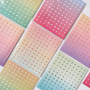 Gradient alphanumeric laser stickers cute Korean ins photo album hand account star chasing decoration material goo card