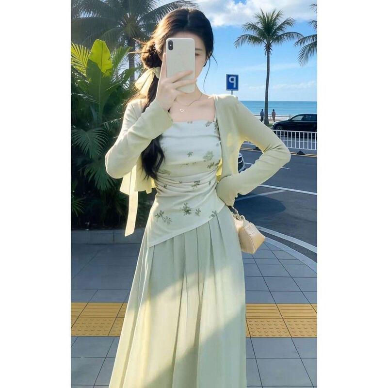 Super Photogenic Green New Chinese-Style National Fashion Dress for Women, Spring/Summer 2026 New Fresh Three-Piece Set