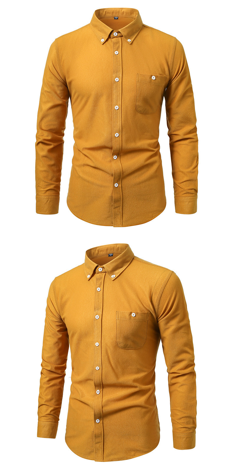 Men's Solid Colour Corduroy Long Sleeve Shirt Jacket With Pockets_voghion.com