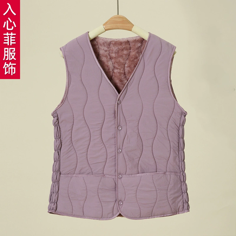 Средний и пожилой жилет женский осенний и зимний бабушкиный пуховый хлопковый жилет мамы плюшевый толстый плечо теплое пальто
