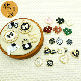 小香风系列DIY韩版饰品配件单吊数字5手绳挂件几何蝴蝶结头绳吊坠