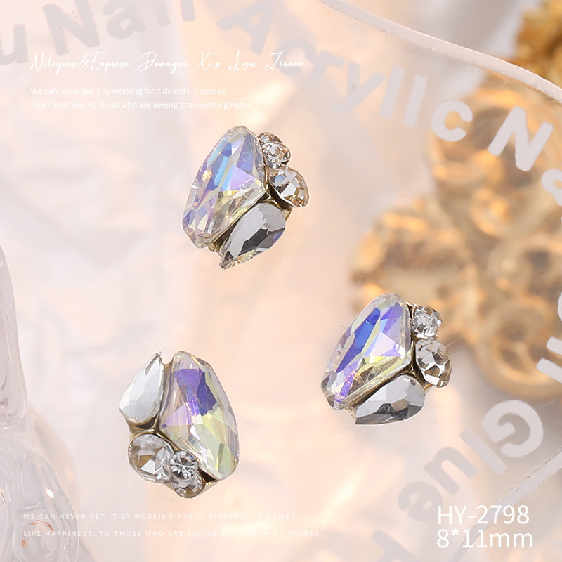 Celebridad en línea Maillard joyería de uñas de cristal pila diamante producto terminado flash torcido corazón grasa cuadrado hecho a mano perla joyería de uñas