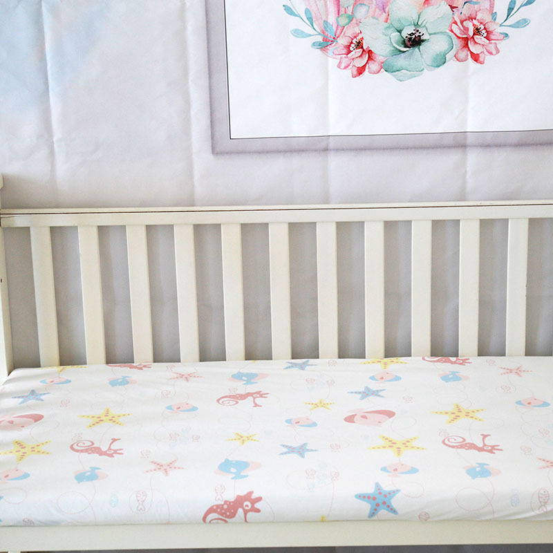 Crib Knitted Waterproof Bed Ins Children's Cartoon Bed Cover Bed Cover Bed Sheet Baby Maternal and Infant Products