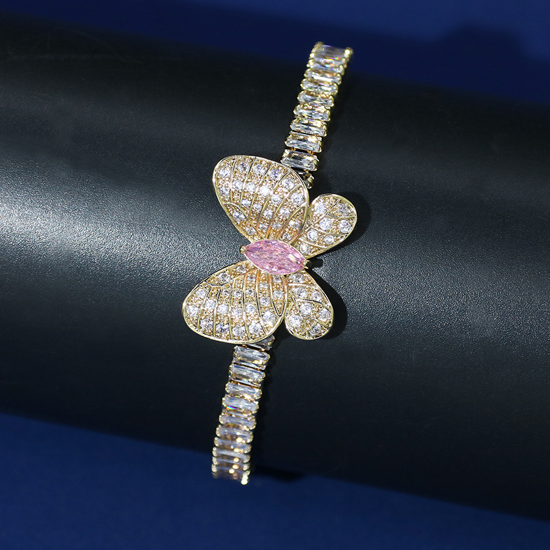 Le Cuivre Plaqué Or 18K Style Simple Style Classique Papillon Incruster Zircon Bracelets display picture 2