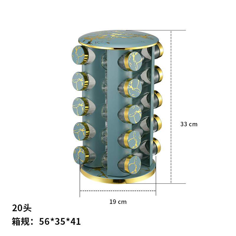 Caja de condimentos multifuncional de cocina Estante de múltiples capas redondo con patrón de mármol completo Estante de condimentos giratorio de acero inoxidable