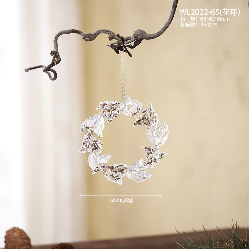 Nuevos productos transfronterizos transparentes copo de nieve acrílico decoraciones de árbol de Navidad guirnaldas bolsas de regalo colgante diseño accesorios colgante