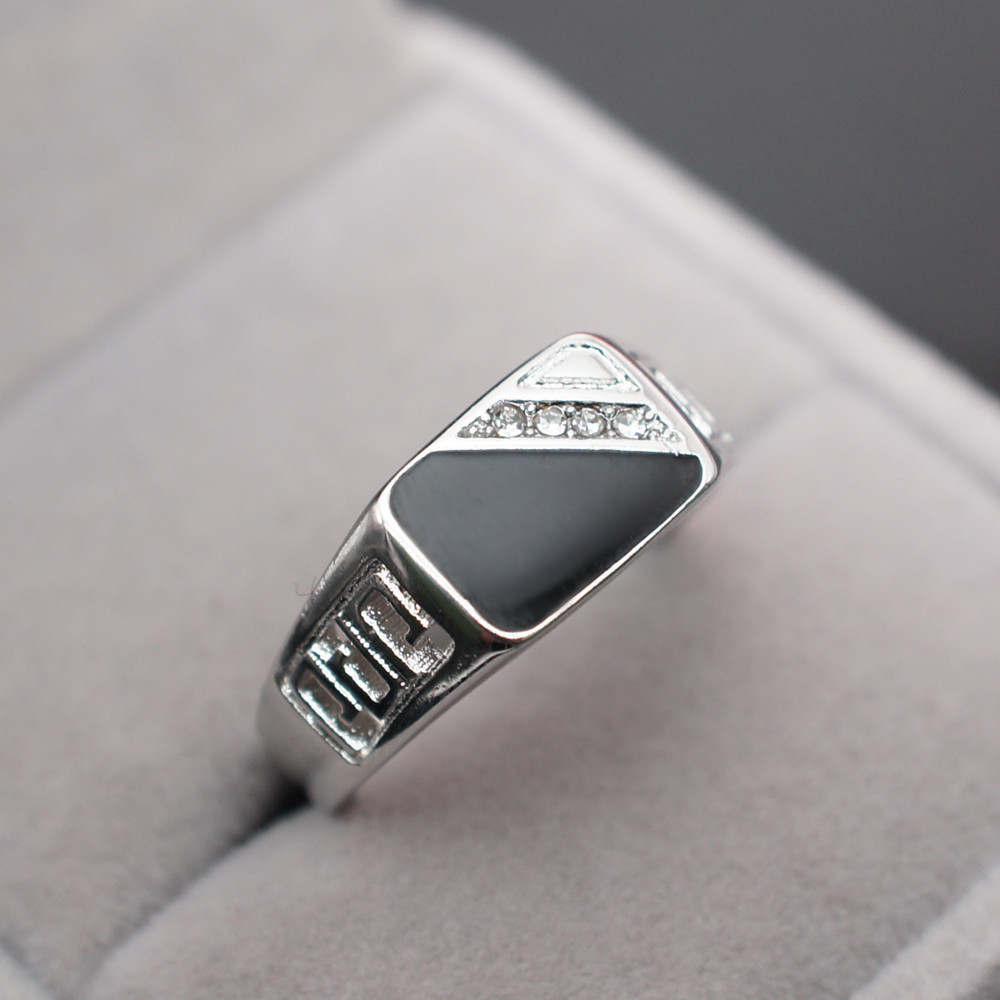 Hip-hop Geometric Rectangle Stainless Steel Epoxy Plating Inlay Zircon Unisex Rings display picture 3