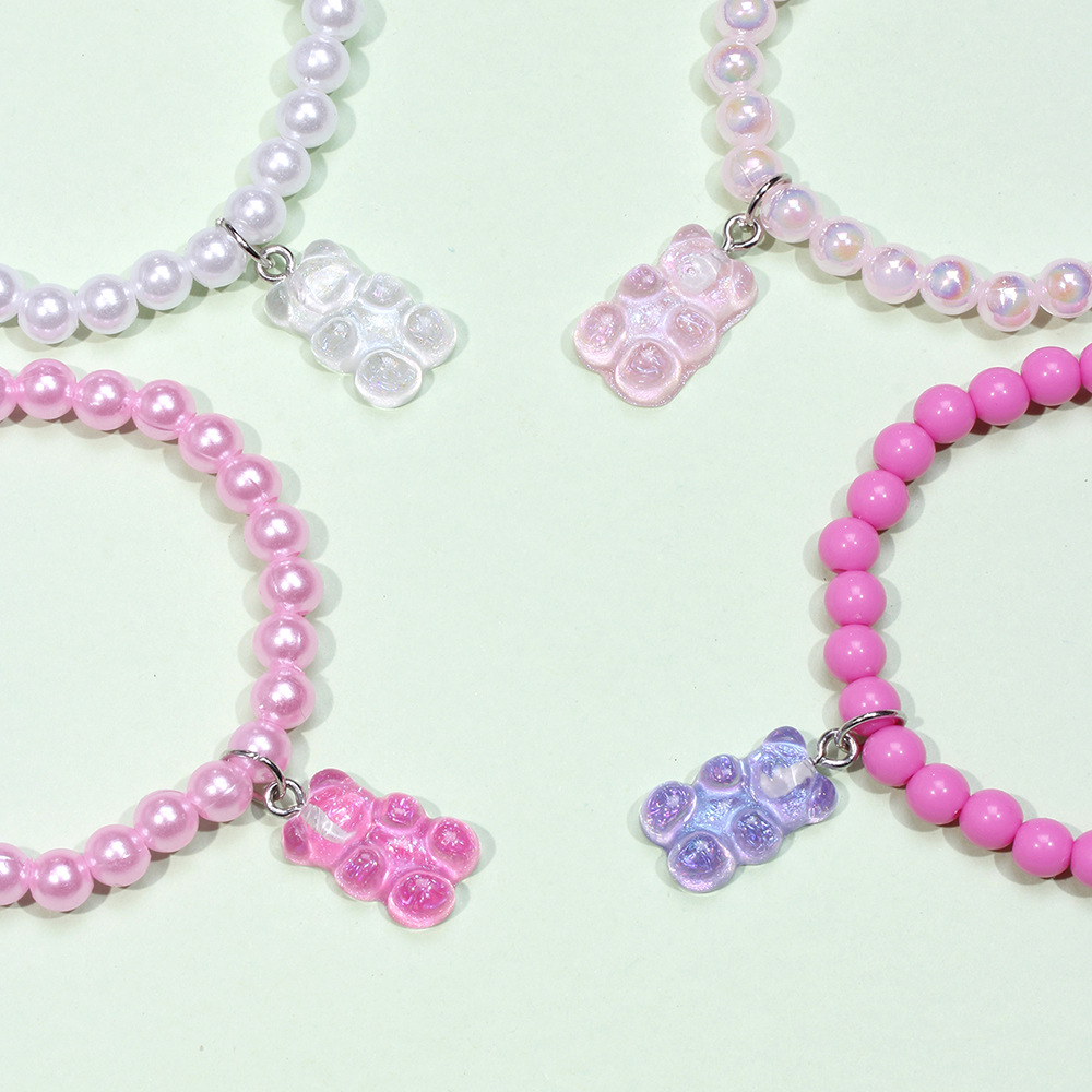 4 Pieces Cute Bear Arylic Beaded Kidu0027S Bracelets