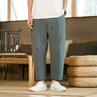 Summer thin trousers, flashlight, cotton and linen, plus size