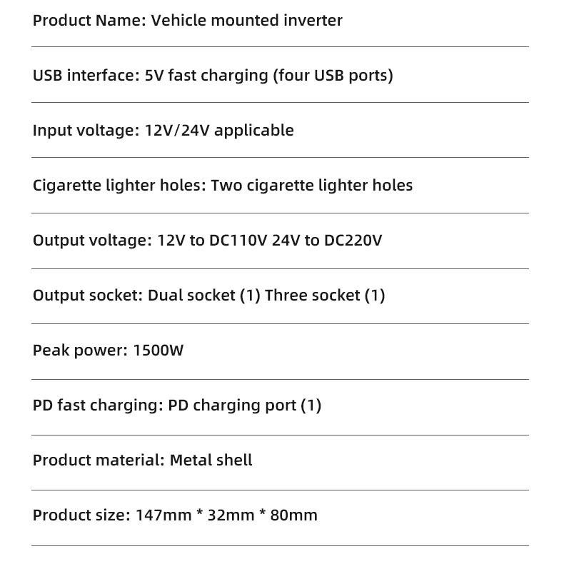 Car Inverter 12V24V Universal to 220V Car Power Socket Truck Smart Charging Inverter Converter