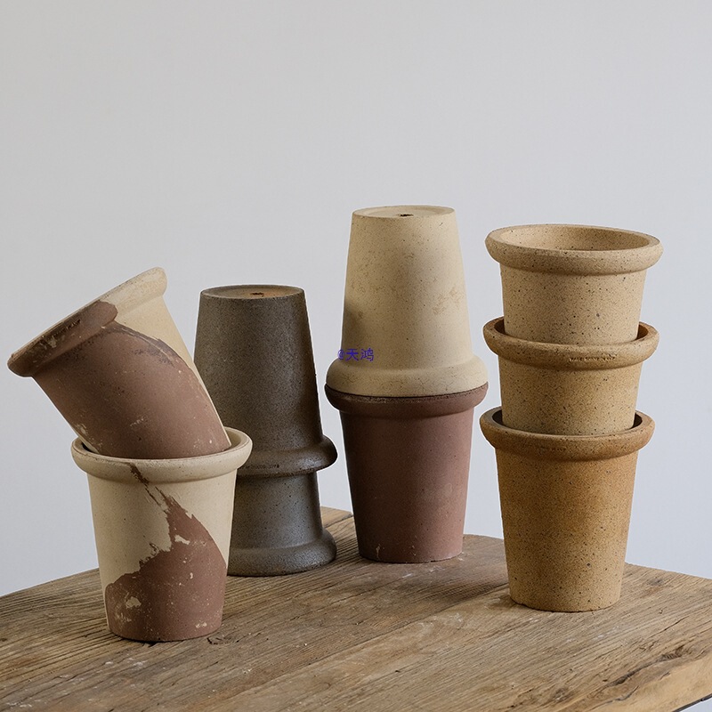 Clay Flower Pot for Home Orchids and Butterfly Orchids, Rustic Creative Simple Breathable Gardening Flower Pot