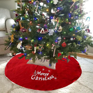 Christmas Tree Skirt Red Tree Skirt Decorative Letters New Year Merry Christmas Decor Christmas Holiday Party Indoor Outdoor