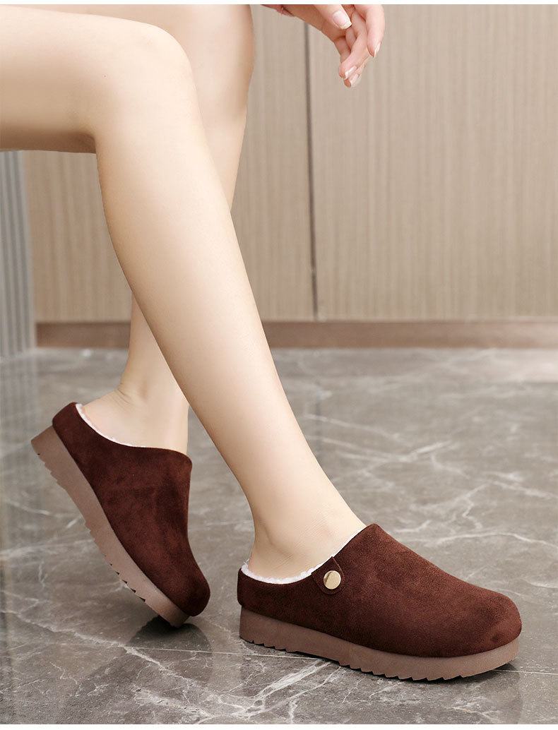 BR095 Uued 2024. aasta sügis- ja talve naiste ühevärvilised soojad puuvillased kingad Veet õhukese põhjaga, sise- ja sisetingimustes kasutamiseks, lihtsad vabaajajalatsid_voghion.com